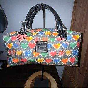 Dooney & Bourke Colorful Heart Satchel with Black Accents